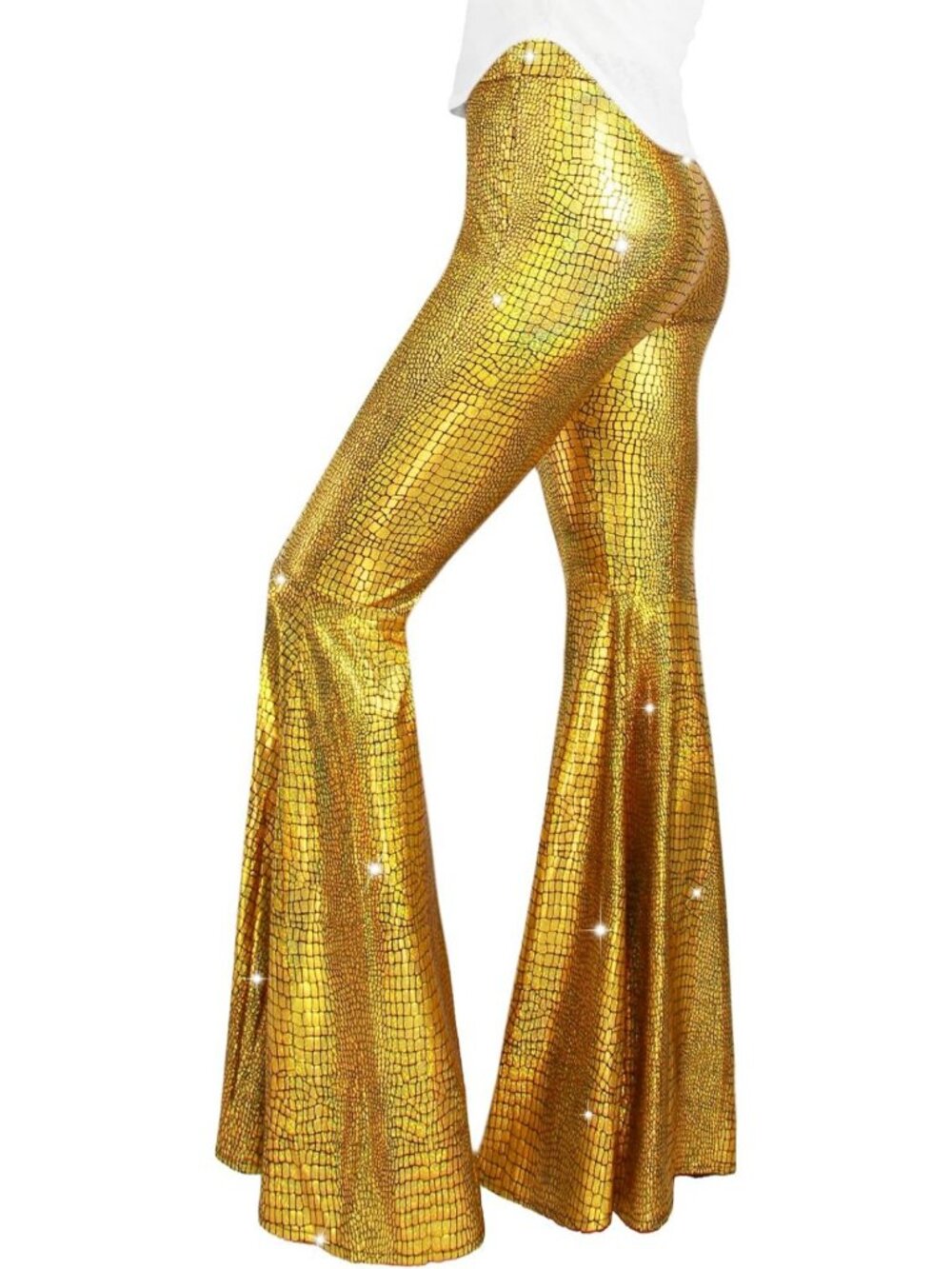 Sparkly High Waisted Sequin Flare Pants | Glitter Bell Bottoms for Night Out